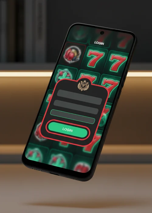 Secure login interface of Bebe Casino on a mobile phone, showing email and password fields with a lock icon, emphasizing safety and easy access for players.
